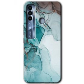 Tecno Spark 7 Pro Buzul Mermer Baskılı Uyumlu Silikon Kılıf