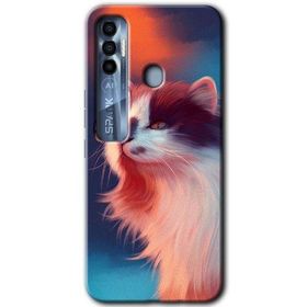 Tecno Spark 7 Pro Cat Butterfly Baskılı Uyumlu Silikon Kılıf