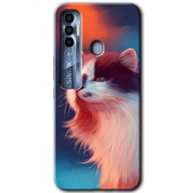 Tecno Spark 7 Pro Cat Butterfly Baskılı Uyumlu Silikon Kılıf