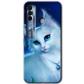 Tecno Spark 7 Pro Cat Glance Baskılı Uyumlu Silikon Kılıf