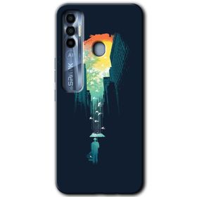 Tecno Spark 7 Pro City Bird Sky Baskılı Uyumlu Silikon Kılıf