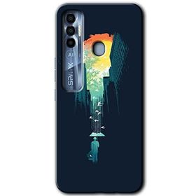 Tecno Spark 7 Pro City Bird Sky Baskılı Uyumlu Silikon Kılıf