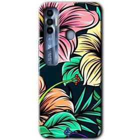 Tecno Spark 7 Pro Çizim Çiçekler Baskılı Uyumlu Silikon Kılıf