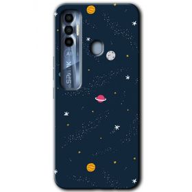 Tecno Spark 7 Pro Çizim Gezegen Baskılı Uyumlu Silikon Kılıf