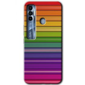 Tecno Spark 7 Pro Colorful Lines Baskılı Uyumlu Silikon Kılıf