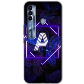 Tecno Spark 7 Pro Dark Neon Yaprak A Harfi Baskılı Uyumlu Silikon Kılıf