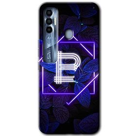 Tecno Spark 7 Pro Dark Neon Yaprak B Harfi Baskılı Uyumlu Silikon Kılıf