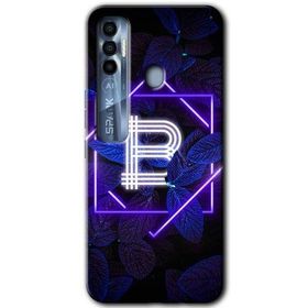 Tecno Spark 7 Pro Dark Neon Yaprak B Harfi Baskılı Uyumlu Silikon Kılıf