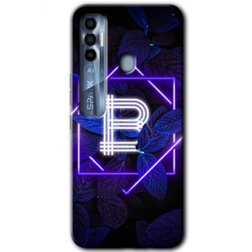 Tecno Spark 7 Pro Dark Neon Yaprak B Harfi Baskılı Uyumlu Silikon Kılıf