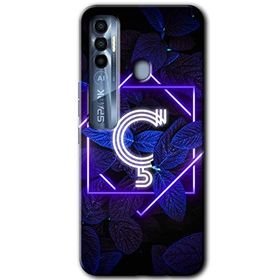 Tecno Spark 7 Pro Dark Neon Yaprak C Harfi Baskılı Uyumlu Silikon Kılıf