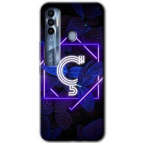 Tecno Spark 7 Pro Dark Neon Yaprak C Harfi Baskılı Uyumlu Silikon Kılıf