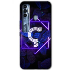 Tecno Spark 7 Pro Dark Neon Yaprak C Harfi Baskılı Uyumlu Silikon Kılıf