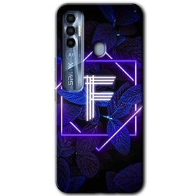 Tecno Spark 7 Pro Dark Neon Yaprak F Harfi Baskılı Uyumlu Silikon Kılıf