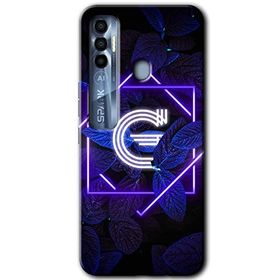 Tecno Spark 7 Pro Dark Neon Yaprak G Harfi Baskılı Uyumlu Silikon Kılıf