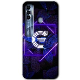 Tecno Spark 7 Pro Dark Neon Yaprak G Harfi Baskılı Uyumlu Silikon Kılıf