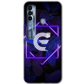 Tecno Spark 7 Pro Dark Neon Yaprak G Harfi Baskılı Uyumlu Silikon Kılıf
