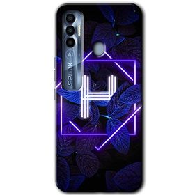 Tecno Spark 7 Pro Dark Neon Yaprak H Harfi Baskılı Uyumlu Silikon Kılıf