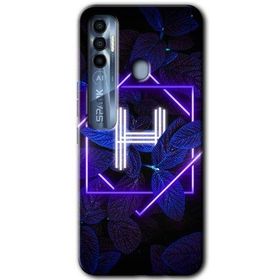 Tecno Spark 7 Pro Dark Neon Yaprak H Harfi Baskılı Uyumlu Silikon Kılıf