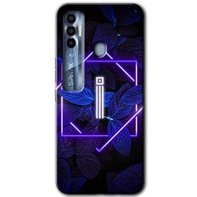 Tecno Spark 7 Pro Dark Neon Yaprak I Harfi Baskılı Uyumlu Silikon Kılıf