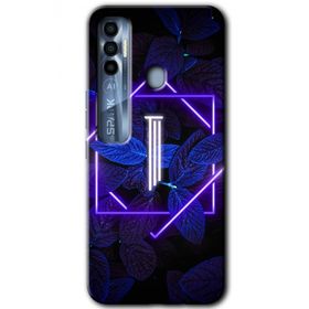 Tecno Spark 7 Pro Dark Neon Yaprak I Harfi Baskılı Uyumlu Silikon Kılıf
