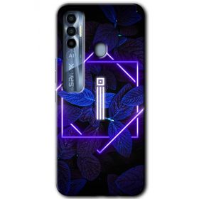 Tecno Spark 7 Pro Dark Neon Yaprak I Harfi Baskılı Uyumlu Silikon Kılıf