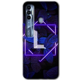 Tecno Spark 7 Pro Dark Neon Yaprak L Harfi Baskılı Uyumlu Silikon Kılıf