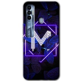 Tecno Spark 7 Pro Dark Neon Yaprak M Harfi Baskılı Uyumlu Silikon Kılıf