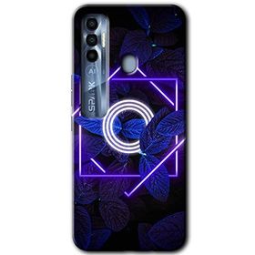 Tecno Spark 7 Pro Dark Neon Yaprak O Harfi Baskılı Uyumlu Silikon Kılıf