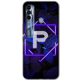 Tecno Spark 7 Pro Dark Neon Yaprak P Harfi Baskılı Uyumlu Silikon Kılıf