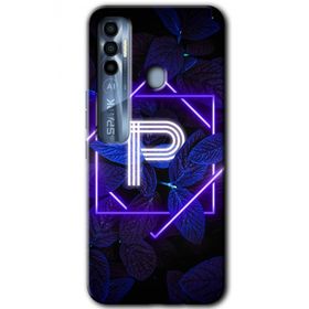 Tecno Spark 7 Pro Dark Neon Yaprak P Harfi Baskılı Uyumlu Silikon Kılıf