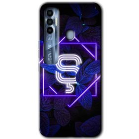 Tecno Spark 7 Pro Dark Neon Yaprak Ş Harfi Baskılı Uyumlu Silikon Kılıf