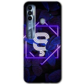 Tecno Spark 7 Pro Dark Neon Yaprak Ş Harfi Baskılı Uyumlu Silikon Kılıf