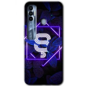 Tecno Spark 7 Pro Dark Neon Yaprak Ş Harfi Baskılı Uyumlu Silikon Kılıf