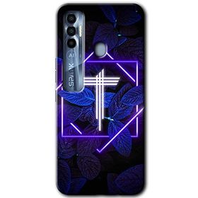 Tecno Spark 7 Pro Dark Neon Yaprak T Harfi Baskılı Uyumlu Silikon Kılıf