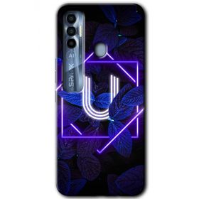 Tecno Spark 7 Pro Dark Neon Yaprak Ü Harfi Baskılı Uyumlu Silikon Kılıf