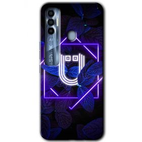 Tecno Spark 7 Pro Dark Neon Yaprak Ü Harfi Baskılı Uyumlu Silikon Kılıf