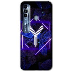 Tecno Spark 7 Pro Dark Neon Yaprak Y Harfi Baskılı Uyumlu Silikon Kılıf