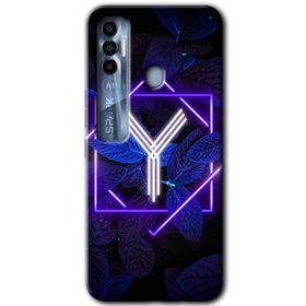 Tecno Spark 7 Pro Dark Neon Yaprak Y Harfi Baskılı Uyumlu Silikon Kılıf