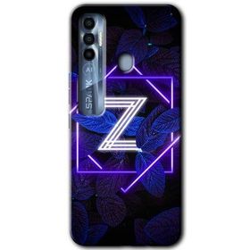 Tecno Spark 7 Pro Dark Neon Yaprak Z Harfi Baskılı Uyumlu Silikon Kılıf