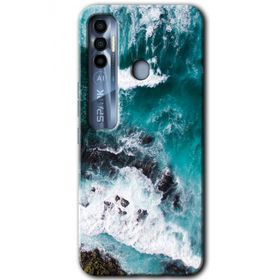 Tecno Spark 7 Pro Deniz Kıyısı Baskılı Uyumlu Silikon Kılıf