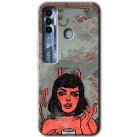 Tecno Spark 7 Pro Devil Girl Baskılı Uyumlu Silikon Kılıf