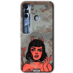 Tecno Spark 7 Pro Devil Girl Baskılı Uyumlu Silikon Kılıf