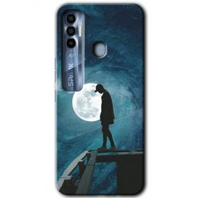 Tecno Spark 7 Pro Dolunay Yalnızlık Baskılı Uyumlu Silikon Kılıf