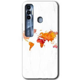 Tecno Spark 7 Pro Dünya Haritası Baskılı Uyumlu Silikon Kılıf