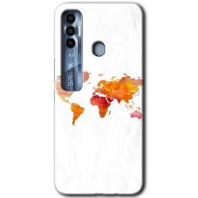 Tecno Spark 7 Pro Dünya Haritası Baskılı Uyumlu Silikon Kılıf