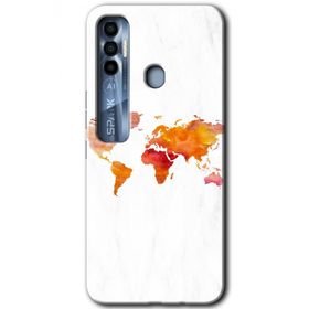 Tecno Spark 7 Pro Dünya Haritası Baskılı Uyumlu Silikon Kılıf