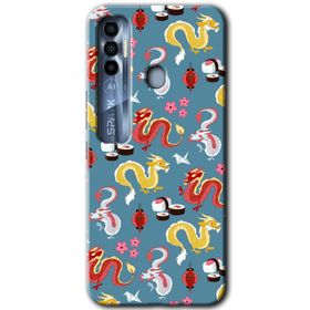 Tecno Spark 7 Pro Funky Dragon Baskılı Uyumlu Silikon Kılıf