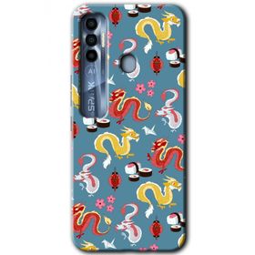 Tecno Spark 7 Pro Funky Dragon Baskılı Uyumlu Silikon Kılıf
