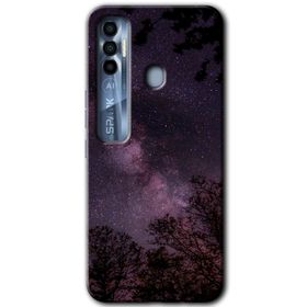 Tecno Spark 7 Pro Gece Galaksi Baskılı Uyumlu Silikon Kılıf