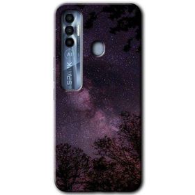 Tecno Spark 7 Pro Gece Galaksi Baskılı Uyumlu Silikon Kılıf